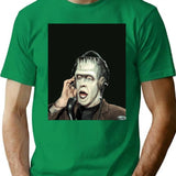 Herman Munster At The Radio T-Shirt - Retro Graphic Tee for Men & Women - Green