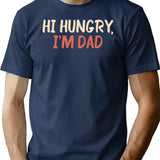 Hi Hungry I'm Dad Joke Funny Pun Dad's Humor Quote Gift For Fathers Day Vintage Style T-Shirt - Navy