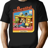 Hide From Reality T-Shirt - Retro Graphic Tee for Men & Women - Black