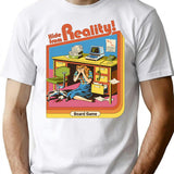 Hide From Reality T-Shirt - Retro Graphic Tee for Men & Women - White