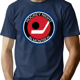 Hockey Night In Montreal Logo. Funny Father's Day Gift. Retro Canadian Habs Canadiens Canada Parody. T-Shirt - Navy