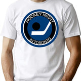 Hockey Night In Toronto Logo. Vintage Maple Leafs Canada Parody. Funny Father's Day Gift T-Shirt - White