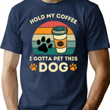 Hold My Coffee I Gotta Pet This Dog Vintage Sunset Dog Person Veterinarian T-Shirt - Navy