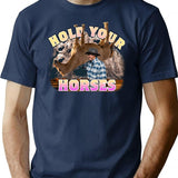 Hold Your Horses T-Shirt - Retro Graphic Tee for Men & Women - Navy