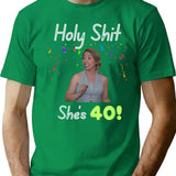 Holy Shit Lindsey Is 40 T-Shirt - Retro Graphic Tee for Men & Women - Green