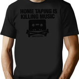 Home Taping Is Killing Music T-Shirt - Retro Graphic Tee for Men & Women - Black