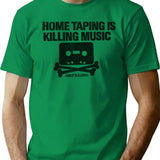 Home Taping Is Killing Music T-Shirt - Retro Graphic Tee for Men & Women - Green