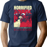 Horrified Pigeon T-Shirt - Retro Graphic Tee for Men & Women - Navy
