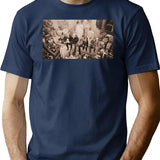 Horror Movie Characters Eating Lunch Together Vintage T-Shirt - Navy