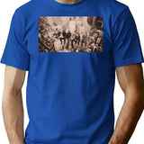 Horror Movie Characters Eating Lunch Together Vintage T-Shirt - Blue