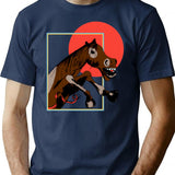 Horse T-Shirt - Retro Graphic Tee for Men & Women - Navy
