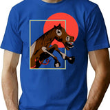 Horse T-Shirt - Retro Graphic Tee for Men & Women - Blue