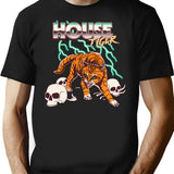 House Tiger T-Shirt - Retro Graphic Tee for Men & Women - Black