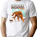 House Tiger T-Shirt - Retro Graphic Tee for Men & Women - White