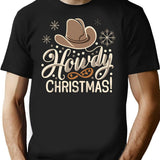 Howdy Western Christmas T-Shirt - Retro Graphic Tee for Men & Women - Black
