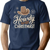 Howdy Western Christmas T-Shirt - Retro Graphic Tee for Men & Women - Navy