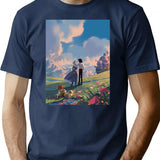 Howlx27s Moving Castle Classic T-Shirt - Retro Graphic Tee for Men & Women - Navy