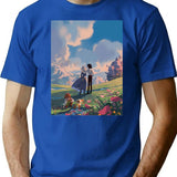 Howlx27s Moving Castle Classic T-Shirt - Retro Graphic Tee for Men & Women - Blue