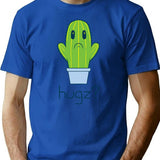 Hugz Cactus T-Shirt - Retro Graphic Tee for Men & Women - Blue