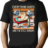Hungry Chicken Bench Press Funny T-Shirt - Sarcastic Humor Graphic Tee - Black