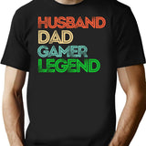 Husband Dad Gamer Legend Gamer Father Gifts T-Shirt - Black
