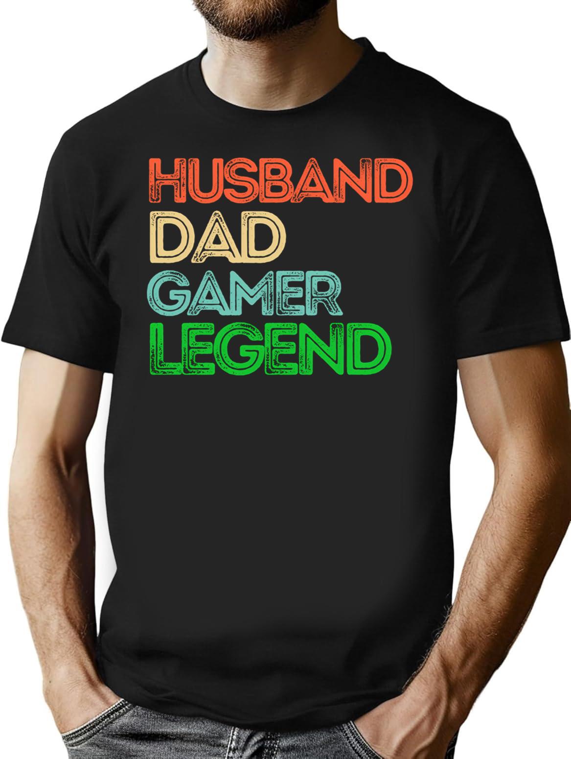 Husband Dad Gamer Legend Gamer Father Gifts T-Shirt - Black