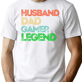 Husband Dad Gamer Legend Gamer Father Gifts T-Shirt - White
