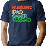 Husband Dad Gamer Legend Gamer Father Gifts T-Shirt - Navy