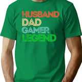 Husband Dad Gamer Legend Gamer Father Gifts T-Shirt - Green