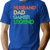 Husband Dad Gamer Legend Gamer Father Gifts T-Shirt - Blue