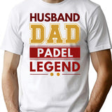 Husband Dad Padel Legend Funny Padel Tennis Gift T-Shirt - White