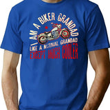 I Am A Biker Grandad Print Funny Gift For Cool Grandpas T-Shirt - Blue