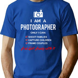I Am A Photographer T-Shirt - Retro Graphic Tee for Men & Women - Blue