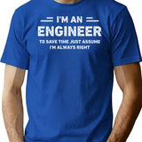 I Am An Engineer Vintage Funny Engineer T-Shirt - Blue