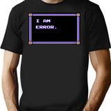 I Am Error. T-Shirt - Retro Graphic Tee for Men & Women - Black