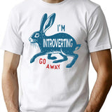 I Am Introverting Go Away Fun Retro Poster Vintage Cute Rabbit T-Shirt - White