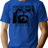 I Can Cause Problems Raccoon T-Shirt - Retro Graphic Tee for Men & Women - Blue