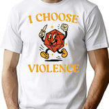 I Choose Violence D20 Dice Funny Ttrpg T-Shirt - White