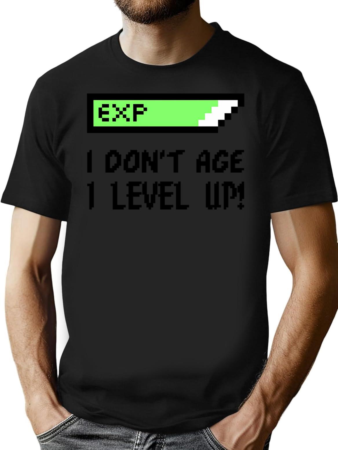 I Dont Age I Level Up T-Shirt - Black
