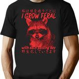 I Grow Feral Vintage Japanese Raccoon T-Shirt - Black