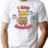 I Hate Mondays T-Shirt - Retro Graphic Tee for Men & Women - White