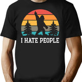 I Hate People - Sasquatch Bigfoot Funny Sarcastic T-Shirt - Black