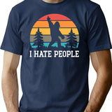 I Hate People - Sasquatch Bigfoot Funny Sarcastic T-Shirt - Navy