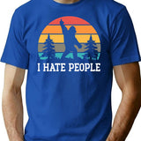I Hate People - Sasquatch Bigfoot Funny Sarcastic T-Shirt - Blue