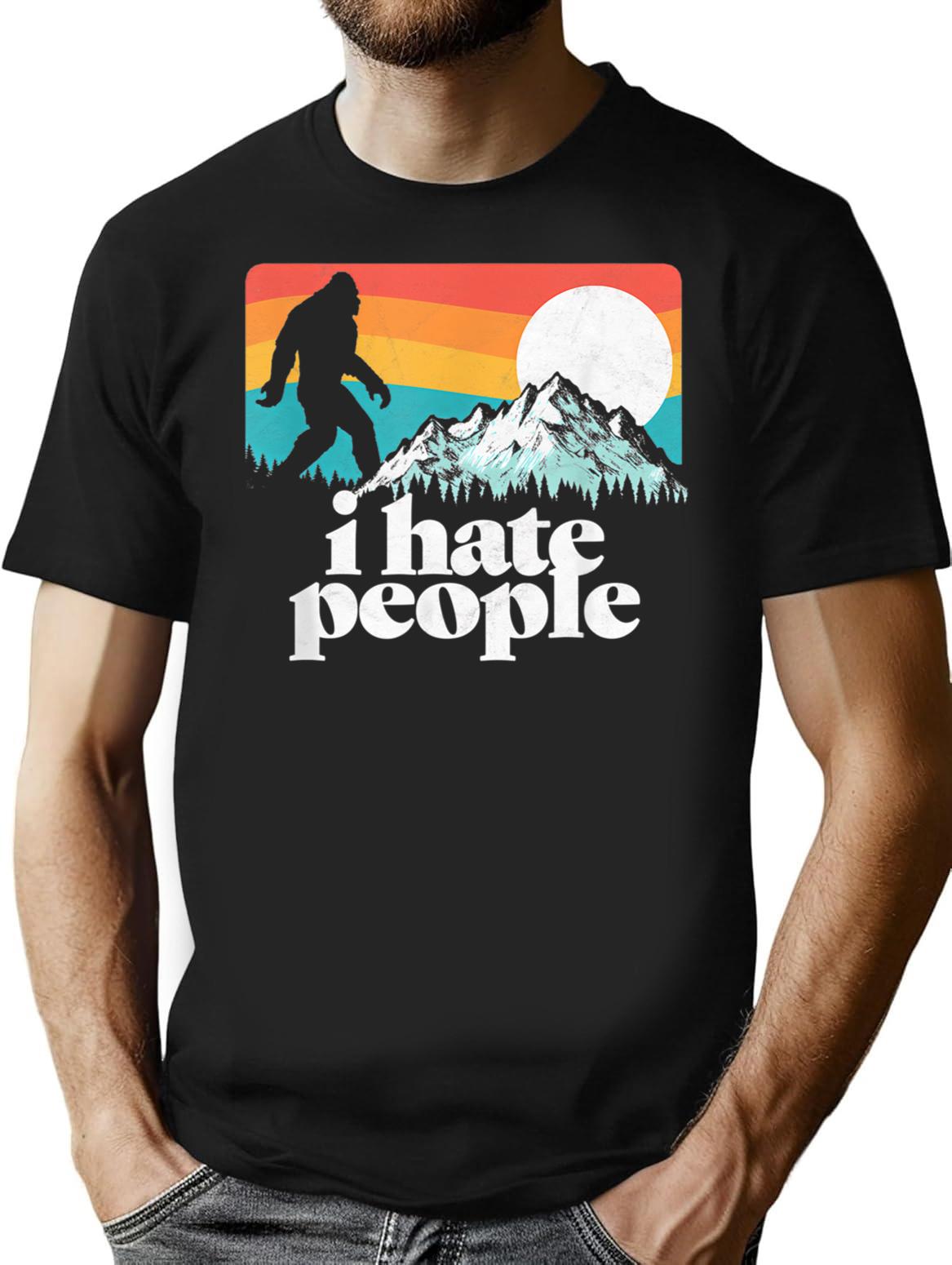 I Hate People T-Shirt - Retro Graphic Tee for Men & Women - Black