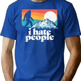 I Hate People T-Shirt - Retro Graphic Tee for Men & Women - Blue