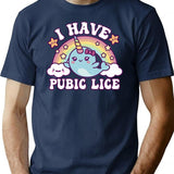 I Have Pubic Lice Funny Retro Offensive Inappropriate T-Shirt - Navy