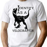 I Identify As A Velociraptor T-Shirt - Retro Graphic Tee for Men & Women - White