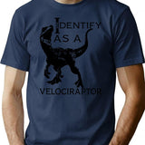 I Identify As A Velociraptor T-Shirt - Retro Graphic Tee for Men & Women - Navy