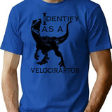 I Identify As A Velociraptor T-Shirt - Retro Graphic Tee for Men & Women - Blue